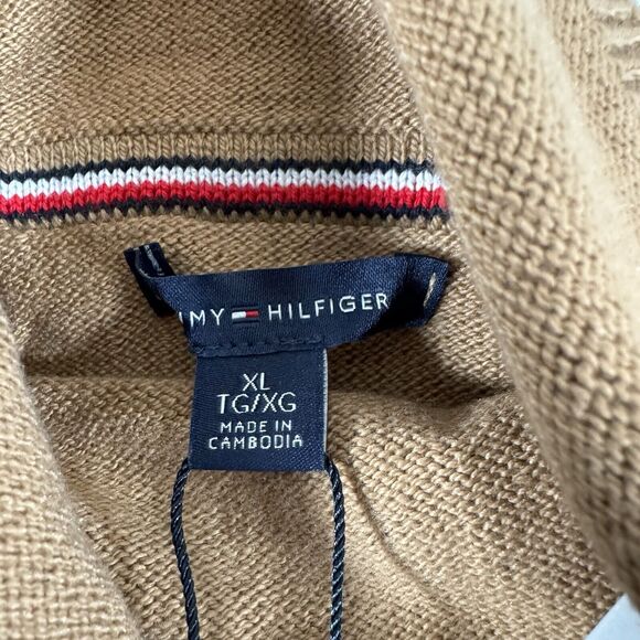 Tommy Hilfiger Sweater Womens XL Relaxed Fit Mockneck Academia Preppy Tan - Picture 11 of 12
